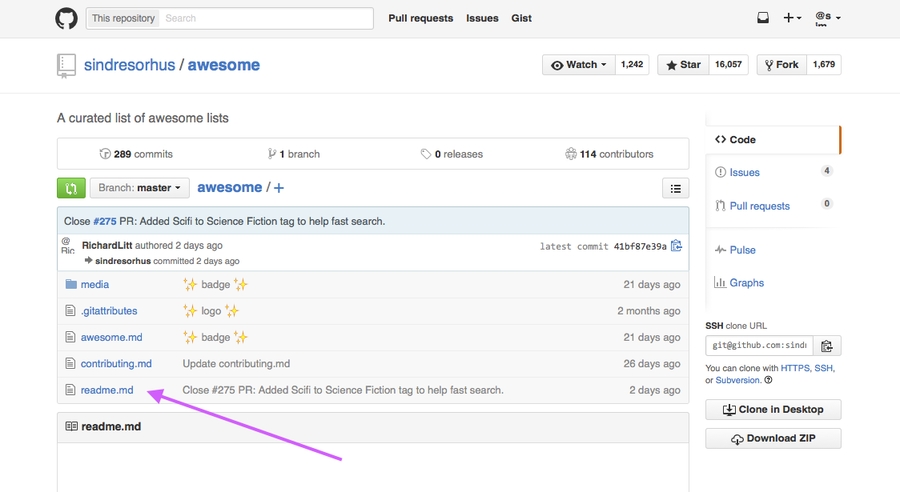 Step 2 Click on Readme.md