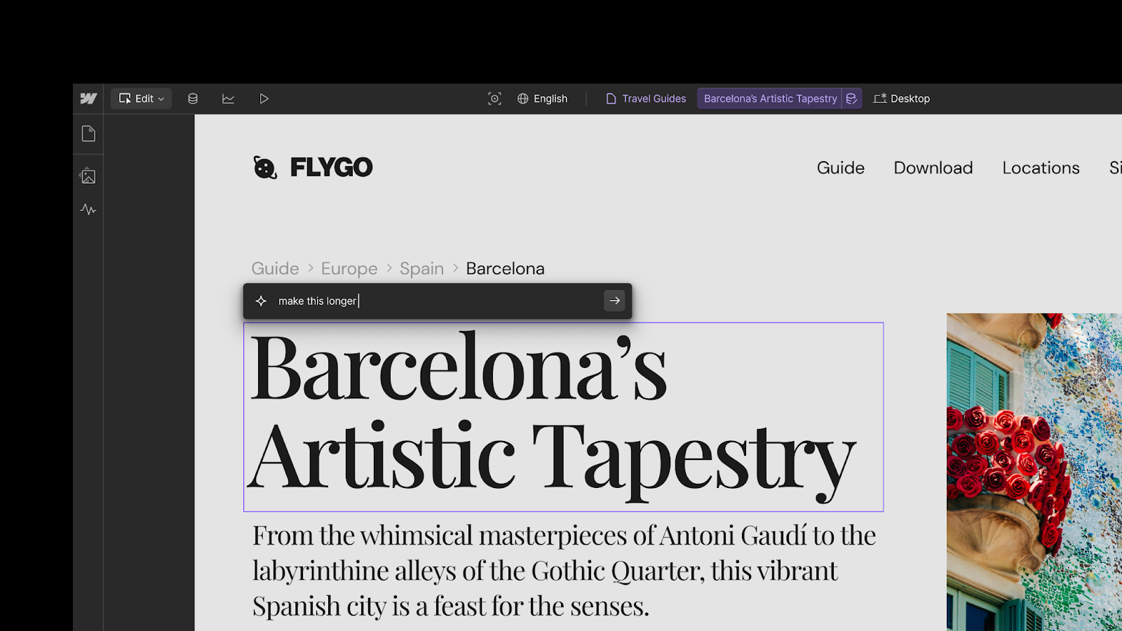 使用 Webflow 中的 AI 助理加速內容建立。