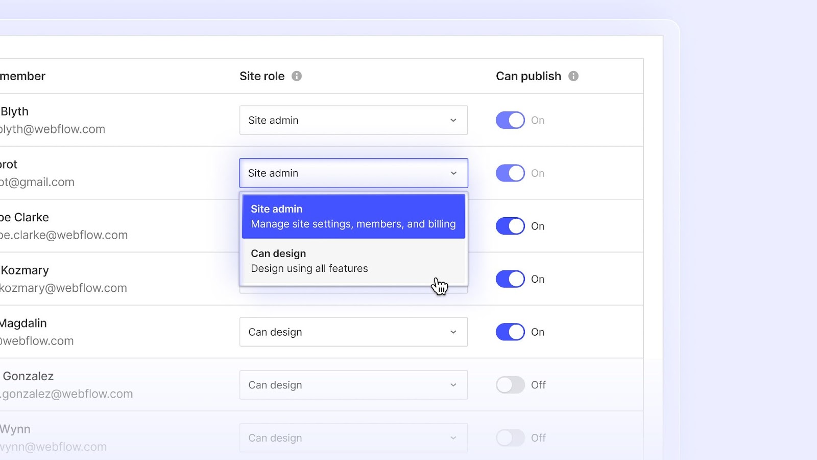 透過新的下拉式選單,可以更順暢地導航網站角色。