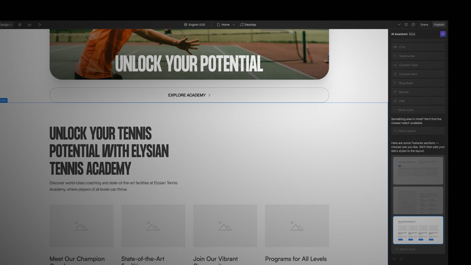 使用 Webflow 中的 AI Assistant 產生新樣式的部分。